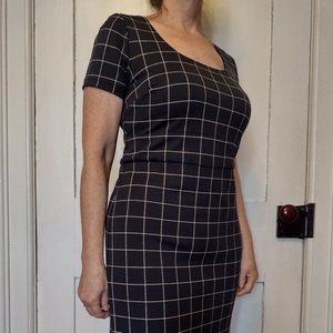Navy Window Pane Dress